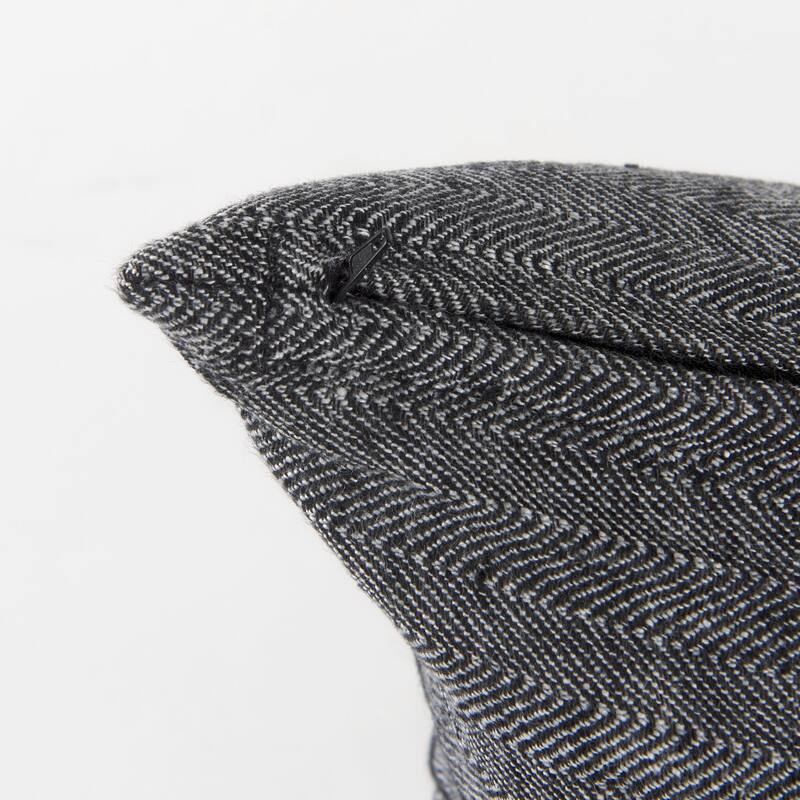 Sibyl 13L x 21W Dark Gray and Black Fabric Striped and Fringed Decorative Pillow Cover