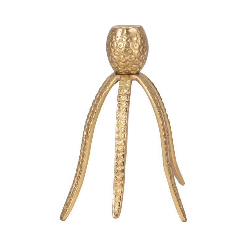 Metal Coastal Octopus Taper Candle Holder - Gold - 10.0"