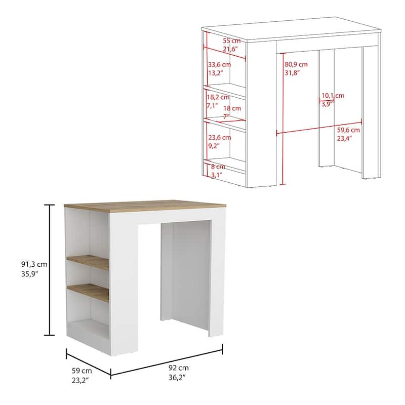 Kitchen Island with 3-Side Shelves,Kitchen Storage Cabinet for Dining Room