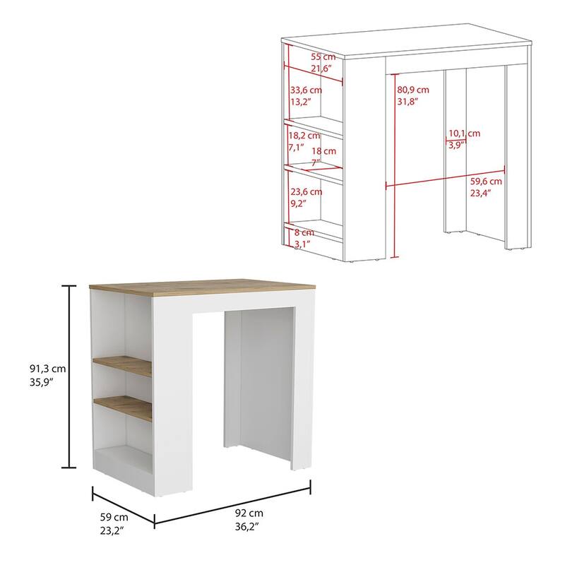 Kitchen Island with 3-Side Shelves for Dining Room.