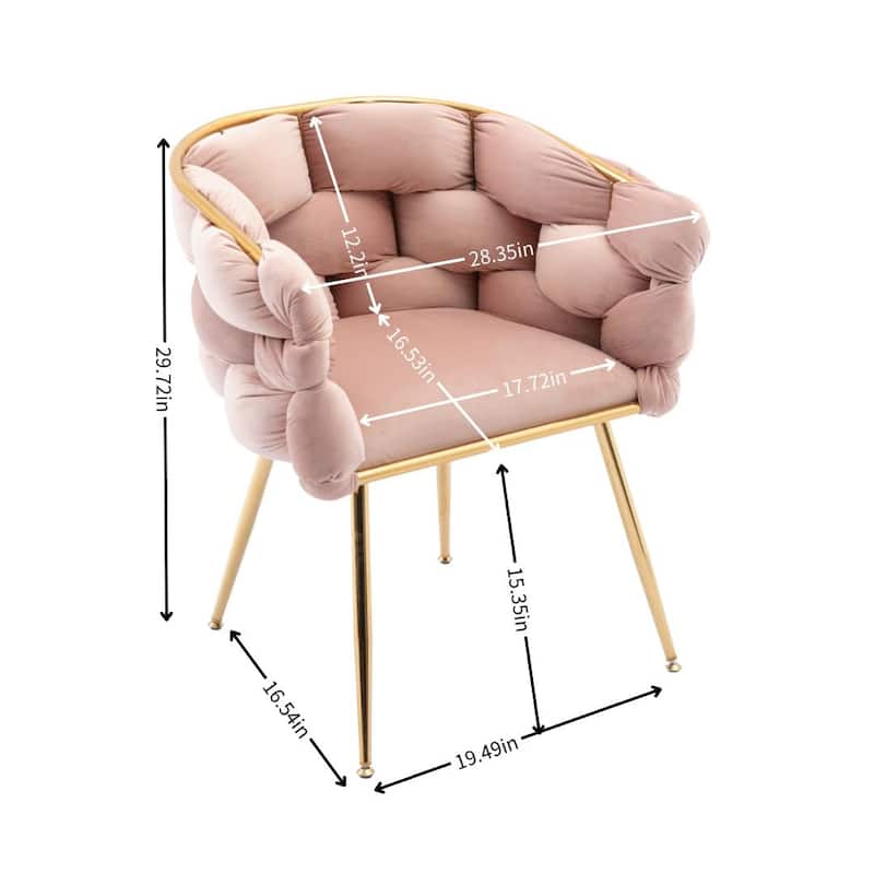 Velvet Accent Chair With Gold Legs Leisure Velvet Single Sofa Chair, Knitting Process, Household Dresser Stool