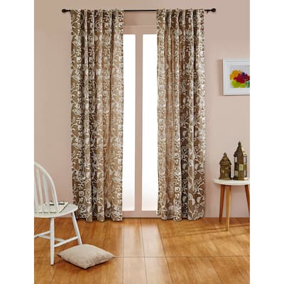 Pure Linen Embroidery Curtain Panel, Lined - Single Curtain Panel