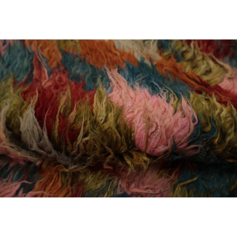 Hand Knotted Oriental 100% Wool Carpet Tribal Checkered Multi-Colored Moroccan Area Rug - 9' 10'' X 8' 1''