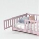 preview thumbnail 13 of 33, Twin Size Floor Bed with Fence and Door, Rubber Wood Frame with Safety Guardrails