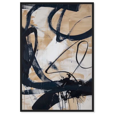 Art Remedy Flowing Framed Abstract Shapes 1 Piece Canvas Wall Art
