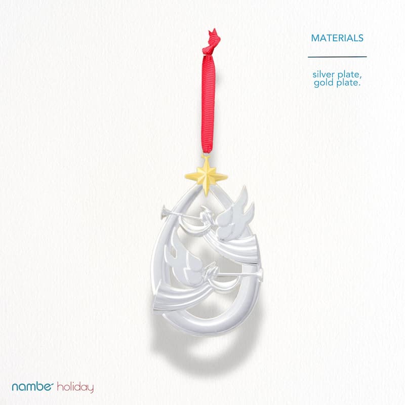 Nambe 2023 Glorious Angels Ornament - 2.25”L x 4.25”H