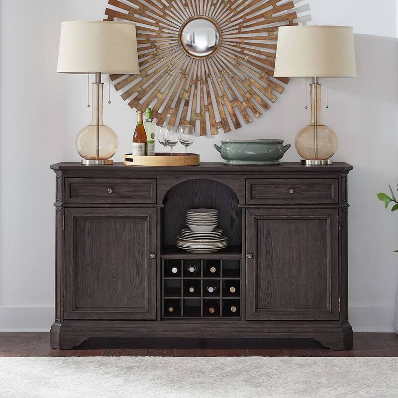 Liberty Furniture Grant Park Wine Buffet for Dining Room Storage - Width 64" x Depth 18" x Height 38" - Width 64" x Depth 18" x Height 38" - Cappuccino
