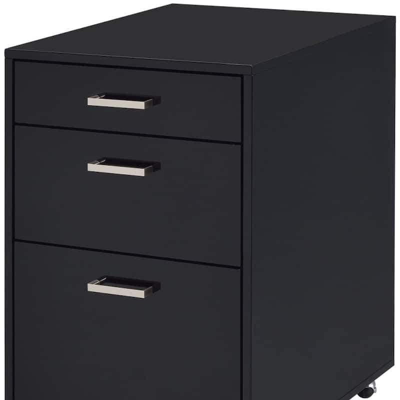 Black Wood Top Accent Cabinet with 3 Drawers for Kitchen Storage
