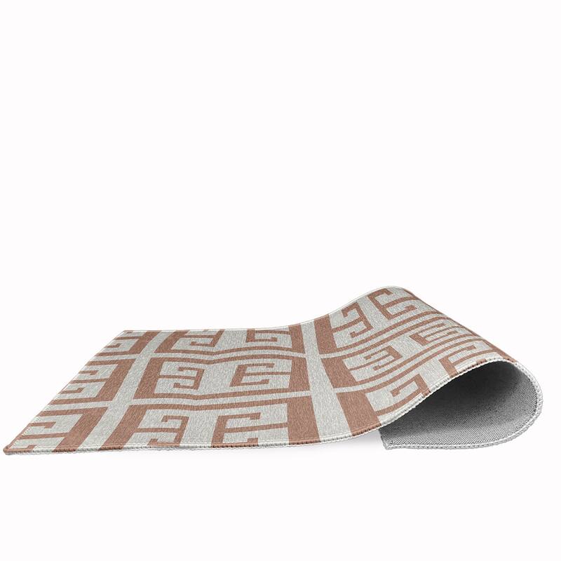 Greek Key Patterned Chenille Rug