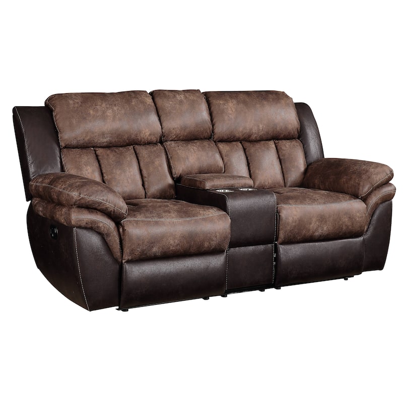 Northrup Toffee and Espresso Motion Loveseat with Console