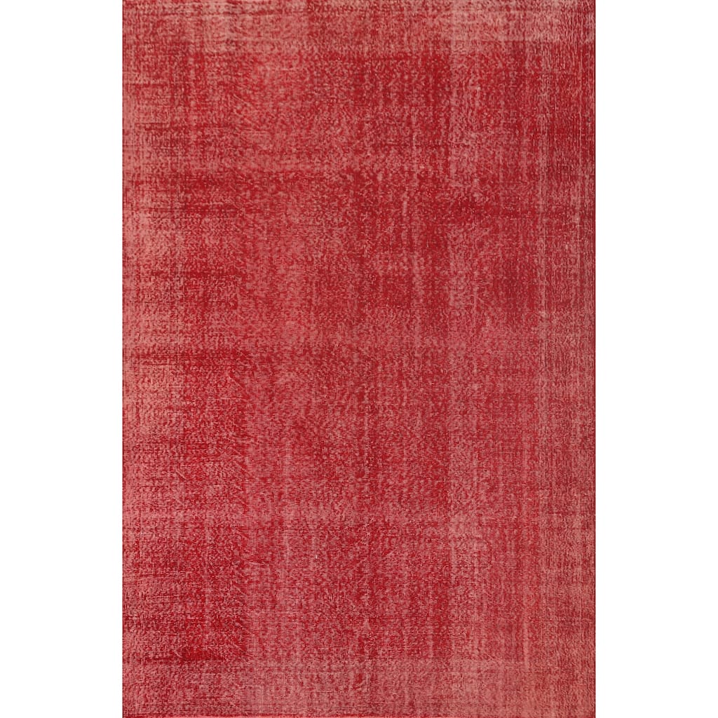Anatolian Turkish Rug Hand-Knotted Distressed Over-Dyed Wool Carpet - 7'0" x 10'1"