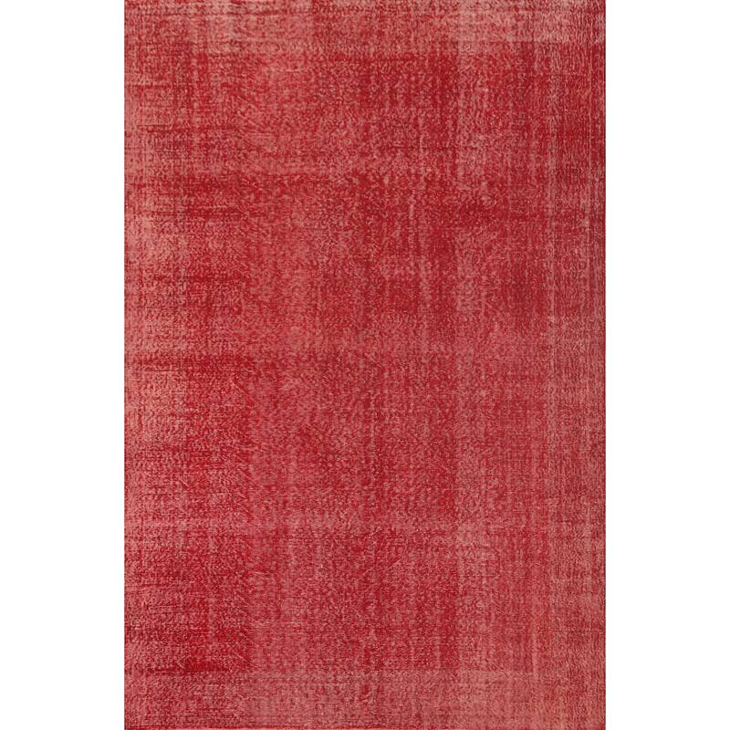 Anatolian Turkish Rug Hand-Knotted Distressed Over-Dyed Wool Carpet - 7'0" x 10'1"