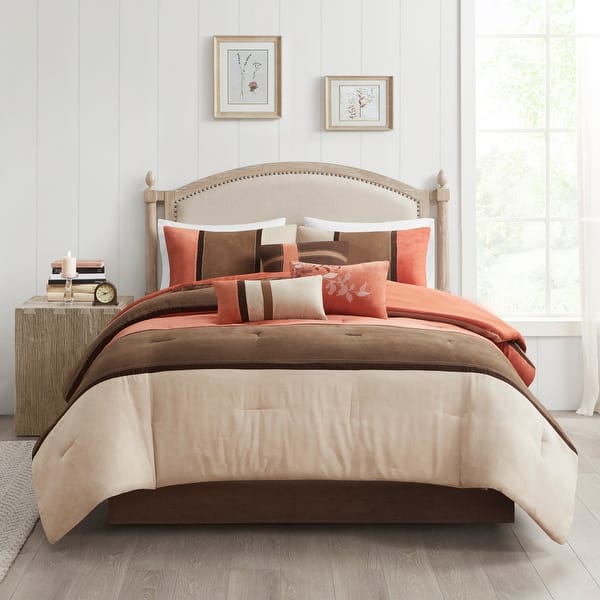 slide 2 of 30, Madison Park Hanover 7-piece Comforter Set Coral - California King