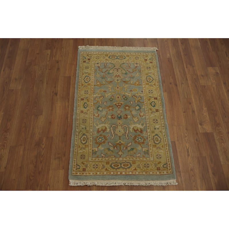 Hand Knotted Oriental 100% Wool Carpet Traditional All-Over Navy Blue & Blues Ziegler Area Rug - 3' 2'' X 2' 0''
