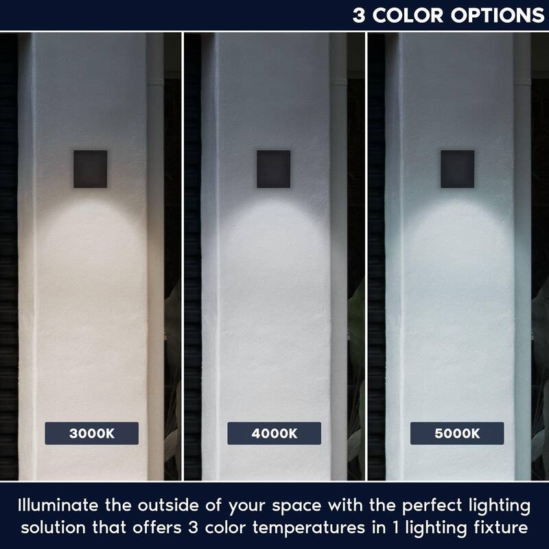 Luxrite LED Outdoor Cube Wall Light, Up or Down Black Wall Sconce, 3CCT 3000K-5000K, 15W, Aluminum, IP65, ETL 2-Pack