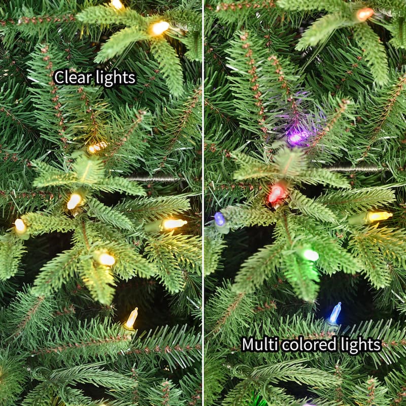 Puleo International 6.5' Pre-Lit Artificial Fraser Fir Slim Tree with 600 Dual-Color LED Lights