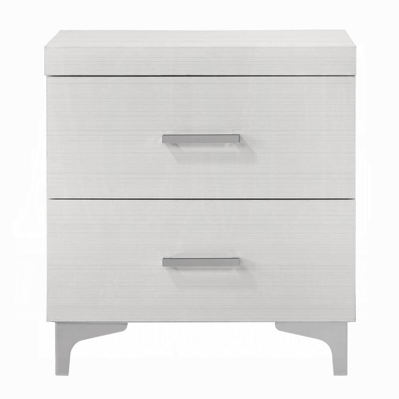 Modern Contemporary White Finish Nightstand with Two Drawers