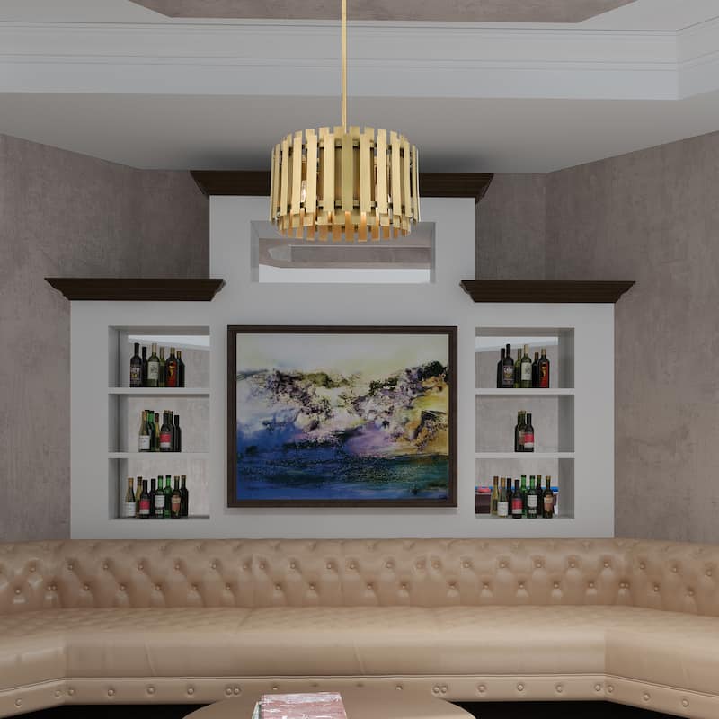 Livex Lighting 5-light Natural Brass Pendant Chandelier, 52048-08 - 18"Dia. x 18.5"-48.5"Adj. H