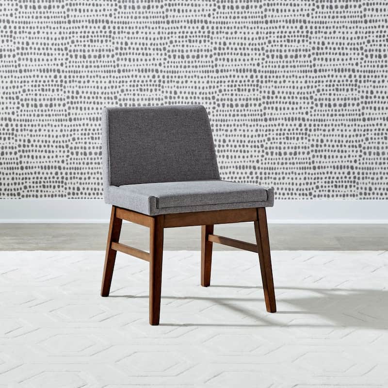 Space Savers Upholstered Side Chairs with Gray Linen Set of 2 - Width 21" x Depth 23" x Height 30" - Set of 2 - Width 21" x Depth 23" x Height 30" - Gray Linen with Satin Walnut Finish Frame - Dining Height