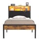 preview thumbnail 22 of 20, VECELO PU Leather Smart Bed Frame with RGB LED Lights and Bookcase Storage USB Outlet Charging Headboard No Box Spring