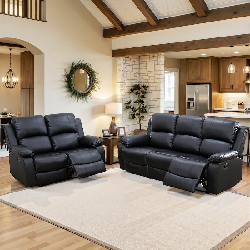 3-Piece Semi PU And PVC Couch Living Room Sofa Set