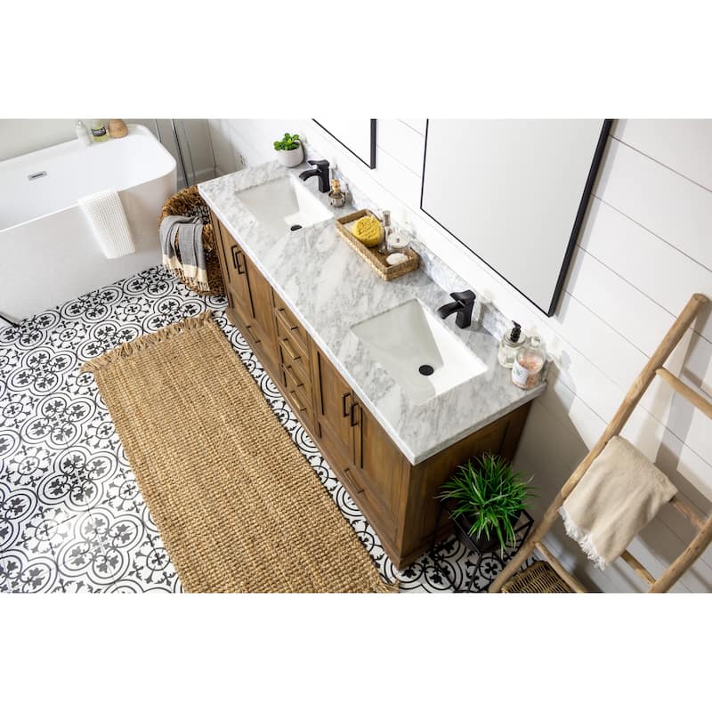 Willow Collections 60 in. W x 22 in. D Charlotte Teak Double Sink Bathroom Solid Teak Vanity with Countertop
