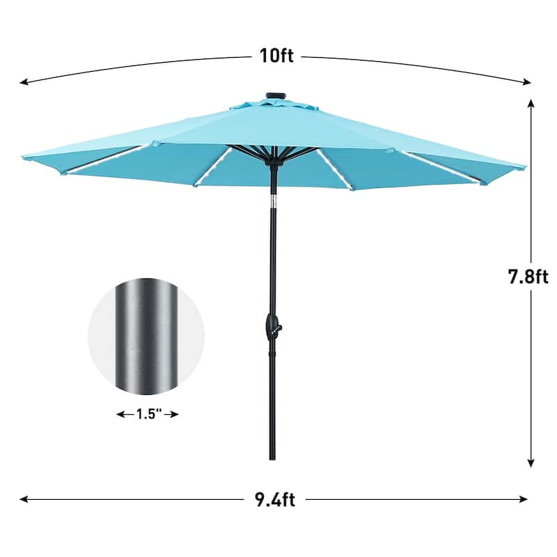 Autlaycil 10FT Solar Power LED Lights Patio Umbrella