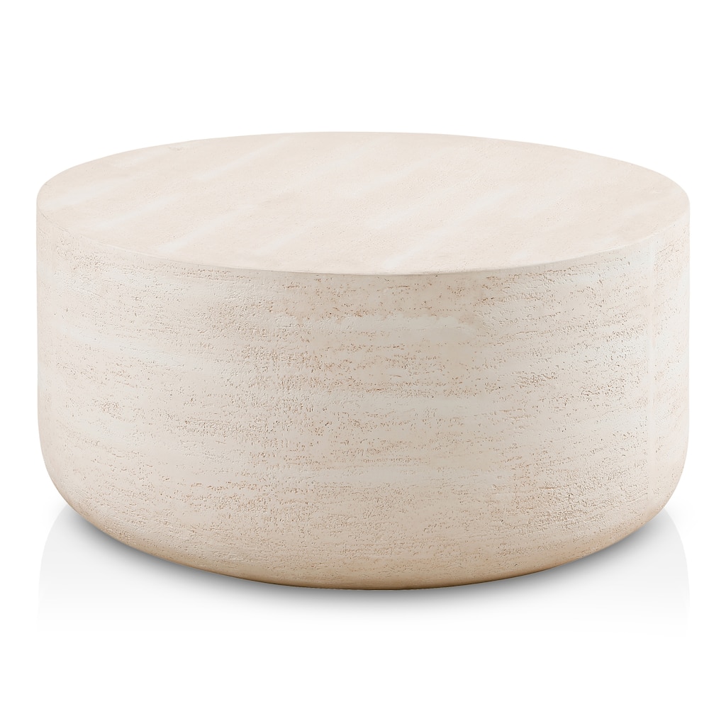 Furniture of America Lithos Modern Off-White Ceramic Solid Base Coffee Table