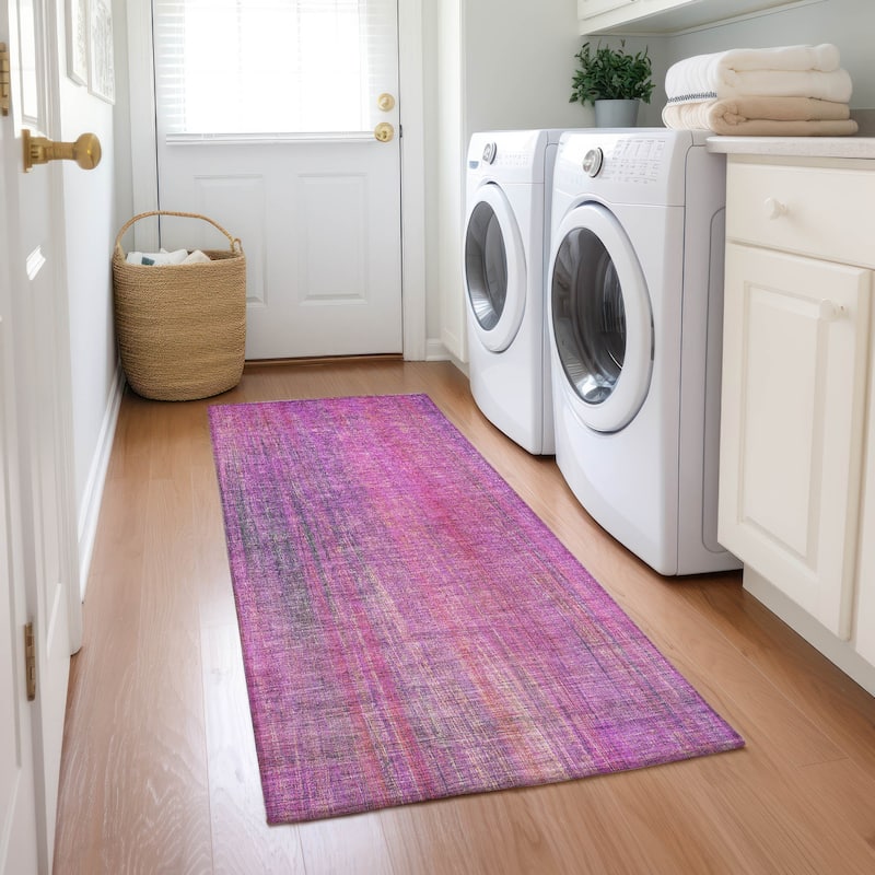 Machine Washable Indoor/ Outdoor Ombre Solid Chantille Rug