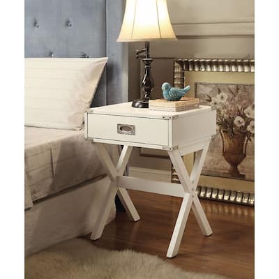 Square End Table, White