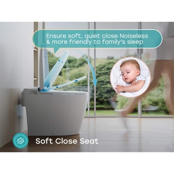 HOROW T30 Non-Electric Elongated Bidet Toilet - 1.0 GPF, ADA Chair Height, Foot Kick Flush, White