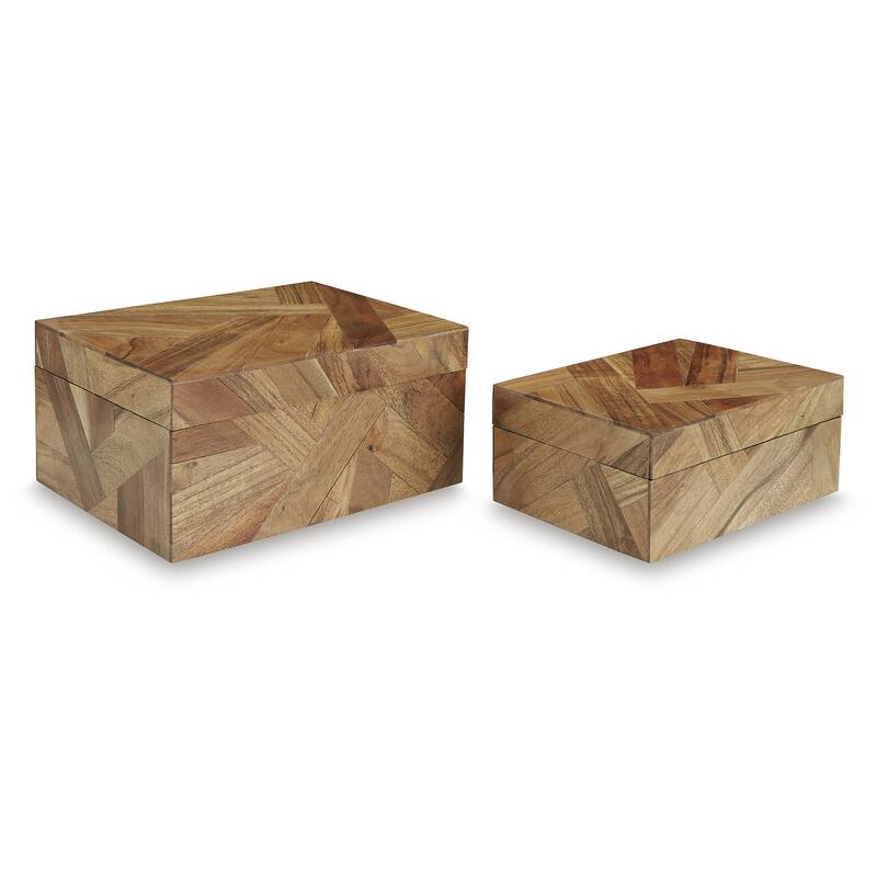Signature Design by Ashley Antford Brown Box (Set of 2) - 9.25" W x 7.25" D x 4.75" H