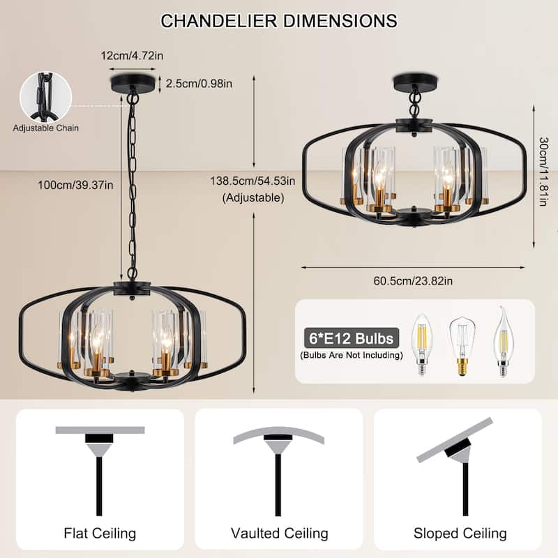 Starsky 6-Light 23in. Modern Farmhouse Unique Ceiling Lights Geometric Lantern Chandelier