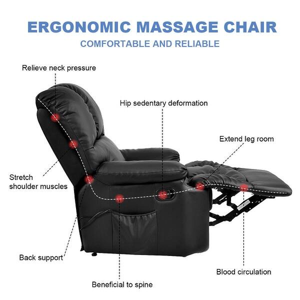 Shop Costway Recliner Massage Sofa Chair Deluxe Ergonomic Lounge Couch Overstock 18454340