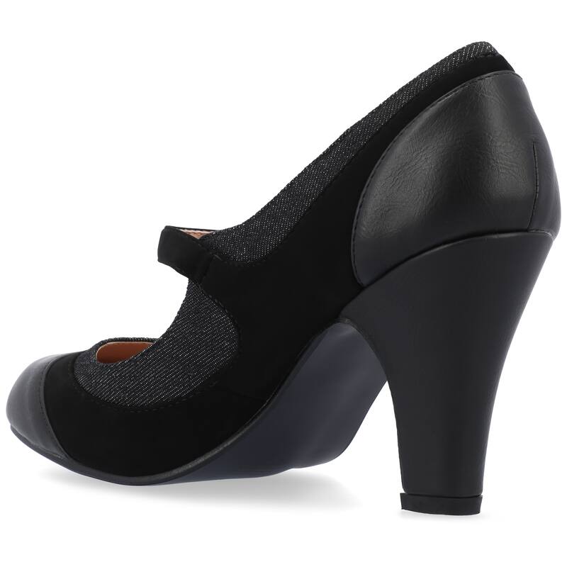 Journee Collection Women's Siri Medium and Wide Width Round Toe Block Heel Mary Jane Pumps