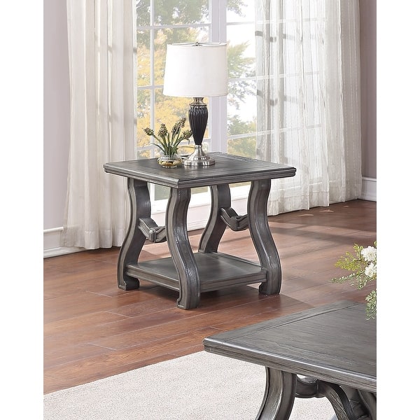 slide 2 of 5, End Table Coffee Table with Open Shelf In Sliverv Silver