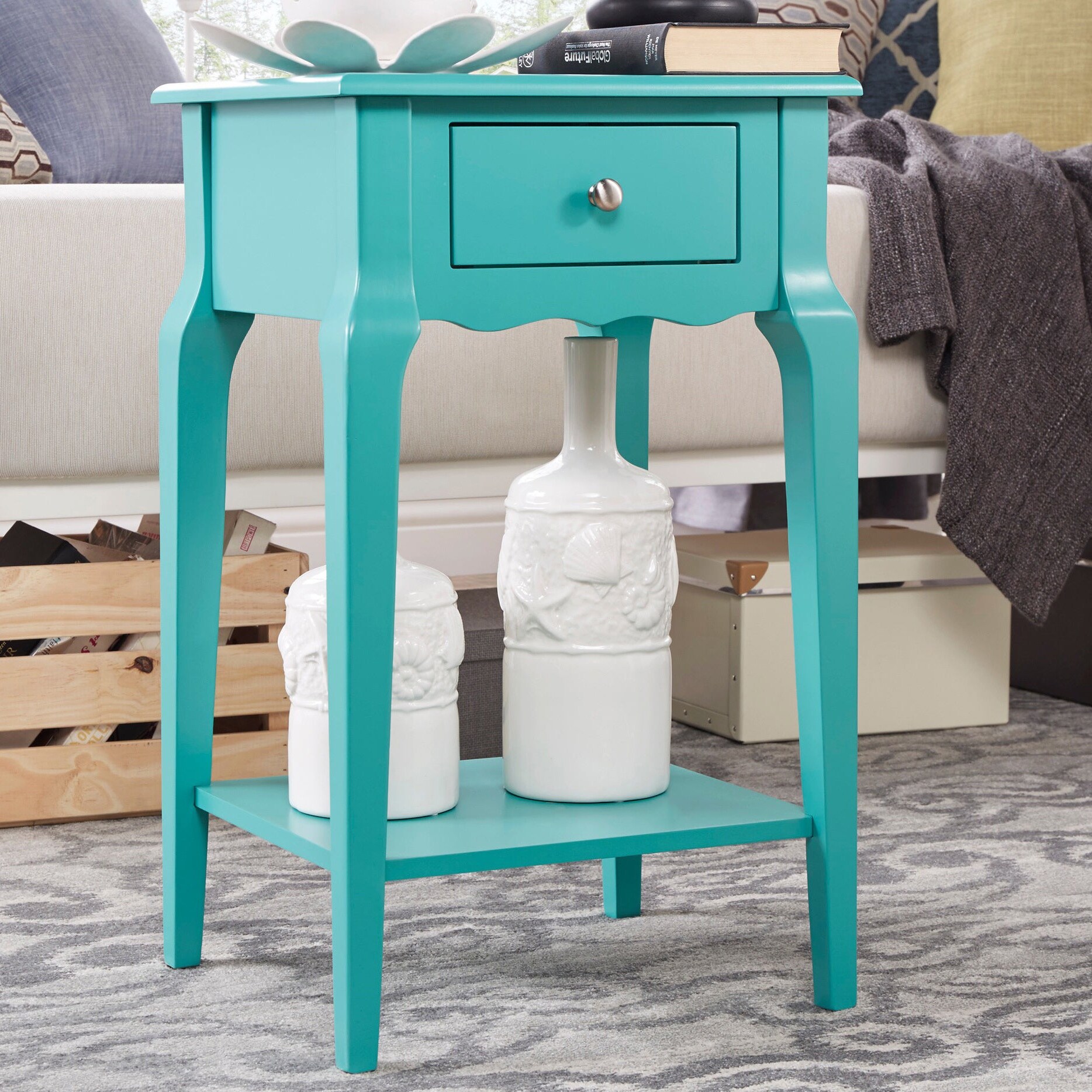 Daniella 1-Drawer Wood Storage Accent End Table By INSPIRE Q Bold 