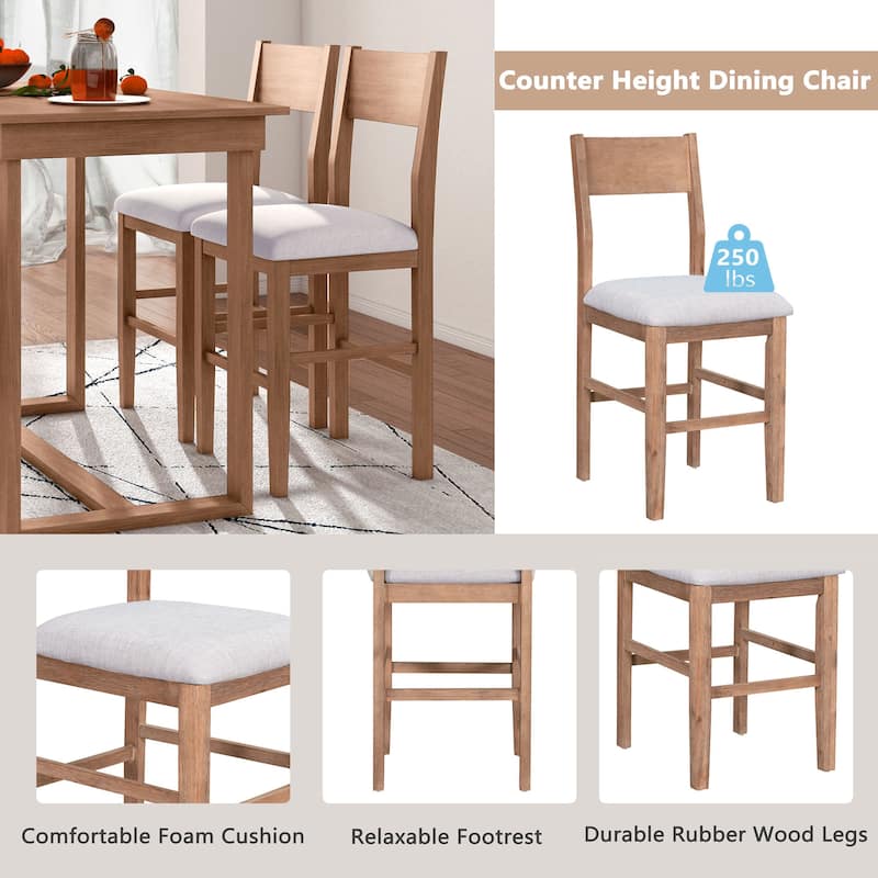 Rectangular Dining Table, Rustic Kitchen Table & Chairs Set with Four Upholstered Chairs for Apartments