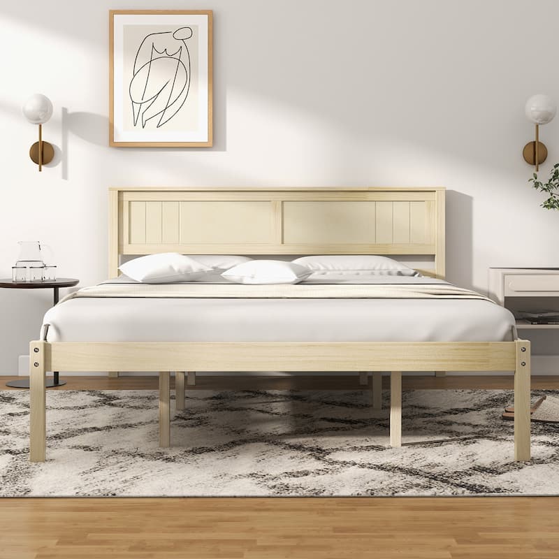 Costway Full/Queen/Twin Size Wooden Platform Bed Frame with Headboard