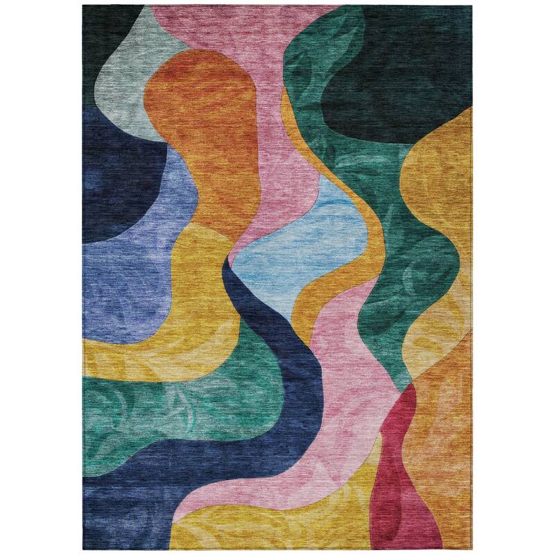HomeRoots Abstract Transitional Rectangle Outdoor Rug