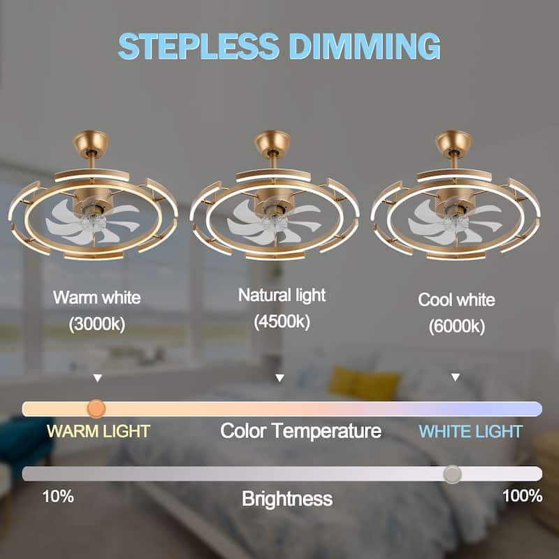 Oaks Aura DeClue 24in. 6 DIY-Shape Smart Ceiling Fan with Light,Cyberpunk Futuristic 6-Speed Quiet Ceiling Fan w/ Remote