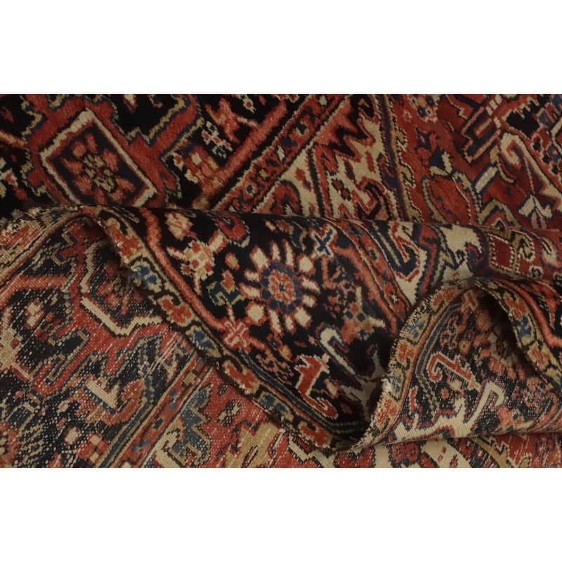 Hand Knotted Oriental 100% Wool Carpet Traditional Medallion Oranges & Rust Heriz Area Rug - 10' 3'' X 7' 1''