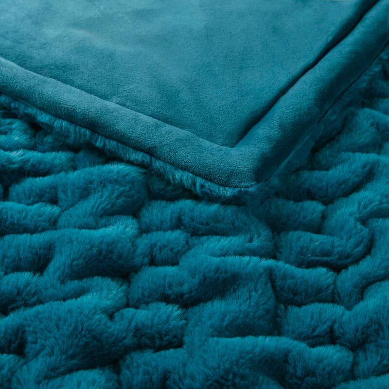 Madison Park Ruched Fur Throw