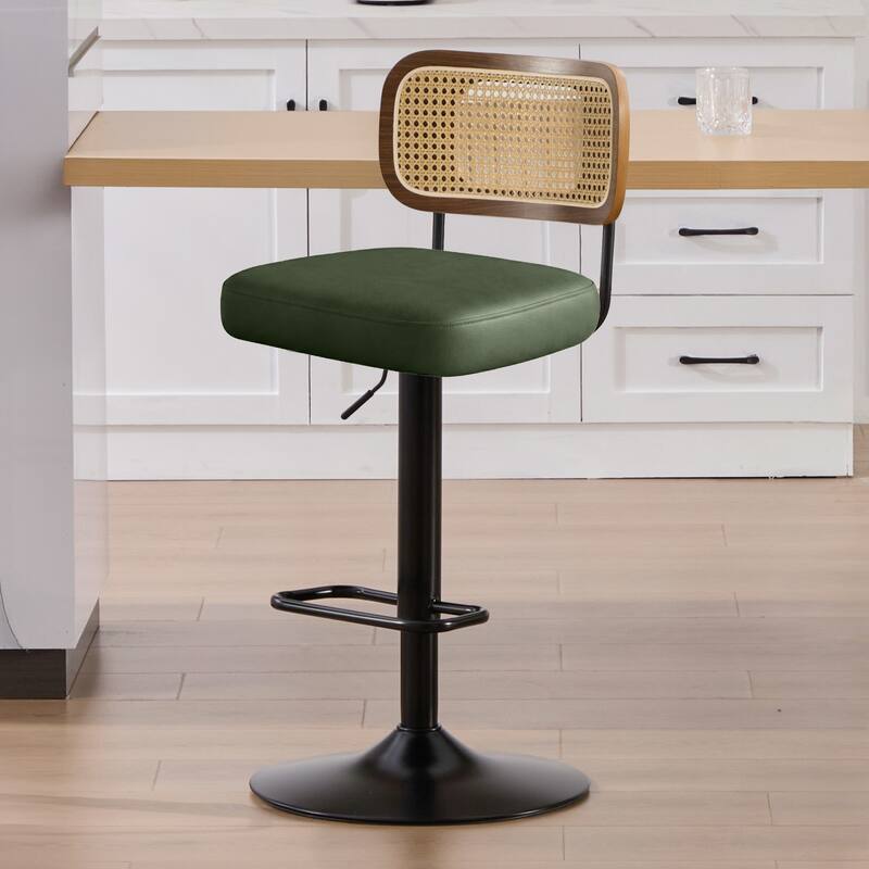 Adjustable Height Swivel Bar Stools with Back and Footrest - 17.7"W x 15.75"D x 35"-42.9"H