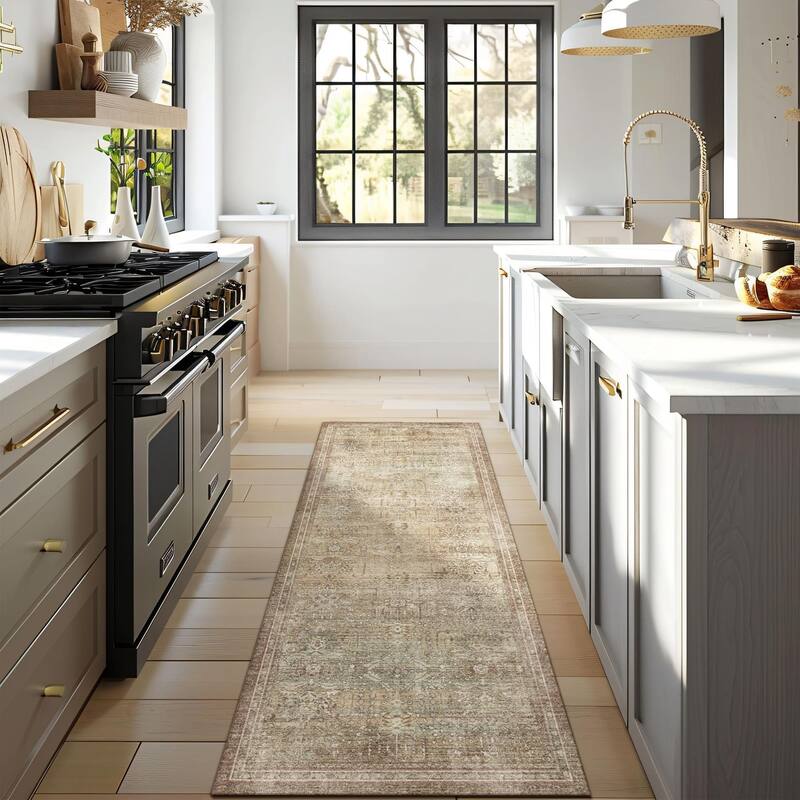 Mcow Retro Machine Washable Non Slip Vintage Area Rugs