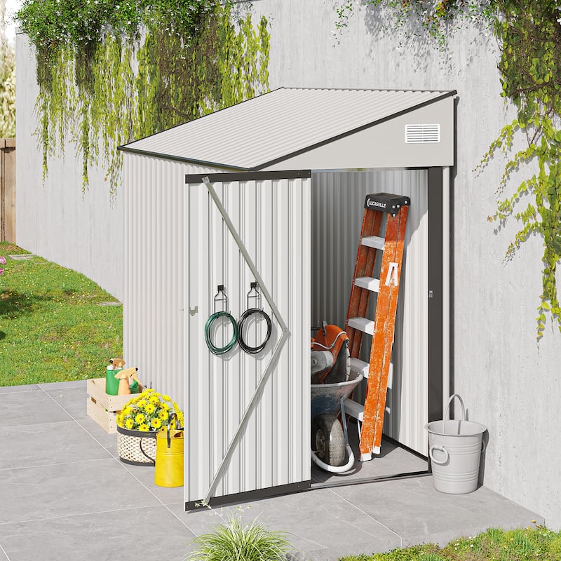 4*8FT Storage Shed, Single Hinge Door, Solid Structural Design, Good Ventilation, Surface With Protective Film