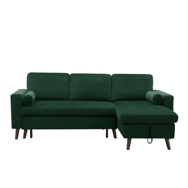 88" Reversible Pull out Sleeper Sectional Storage Sofa Bed with Storage Chaise Left/Right Handed Chaise