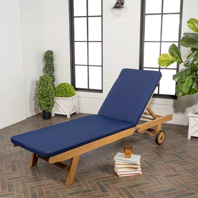 Adjustable Outdoor Chaise Lounge w/ Cushion & Wheels - JONATHAN Y