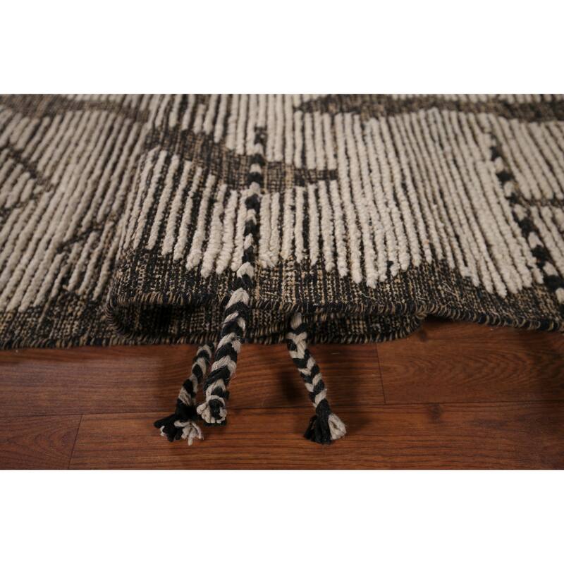 All-Over Abstract Moroccan Area Rug Handmade Modern Wool Carpet - 7'10"x 11'10"