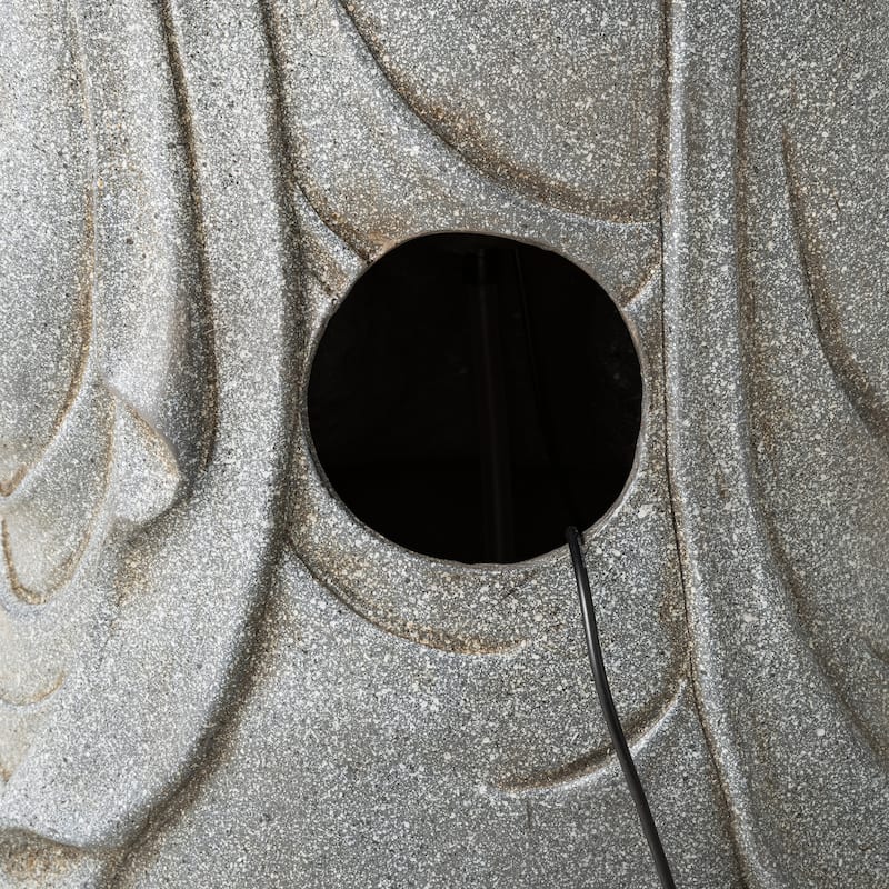 Glitzhome Polyresin Meditating Buddha Frog/Elephant Statue Outdoor Water Fountain with LED Lights